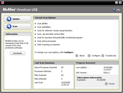 McAfee VirusScan USB