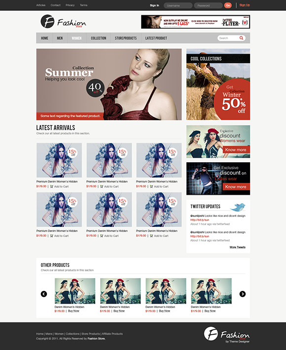 e-Commerce Website Interface in Photoshop