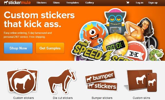 StickerMule website design