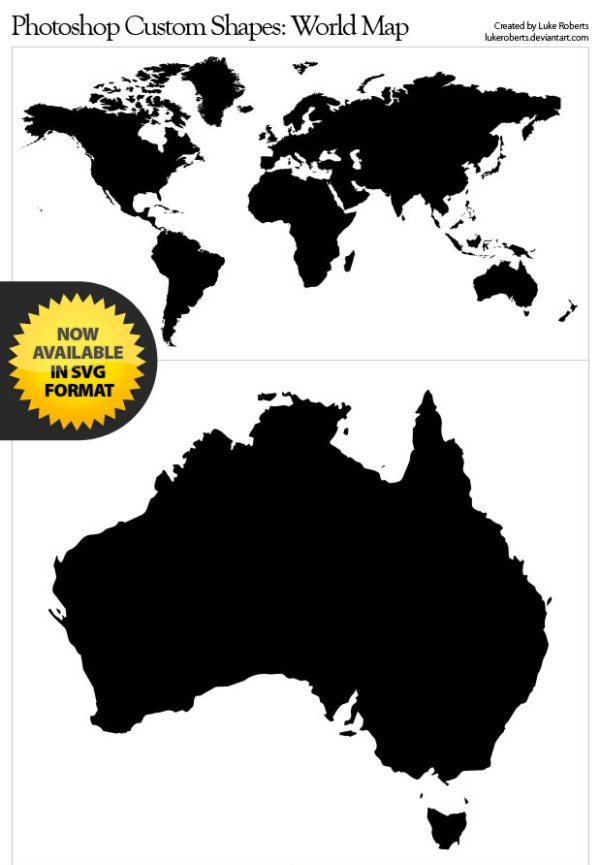Photoshop Shapes -  World Map