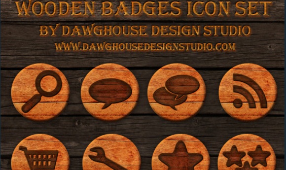 Wooden Badges Social Icons Pack