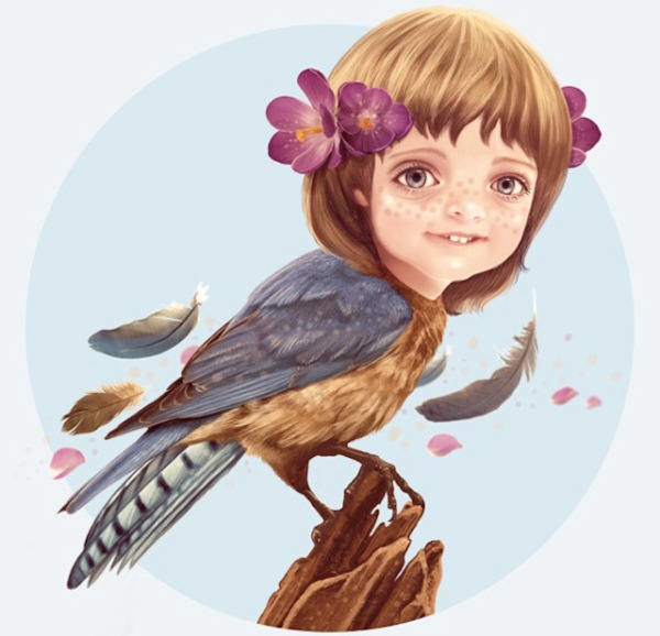 Girlbird Illustration in Photoshop