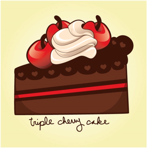 Sweet Cherry Chocolate Cake Slice in Adobe Illustrator
